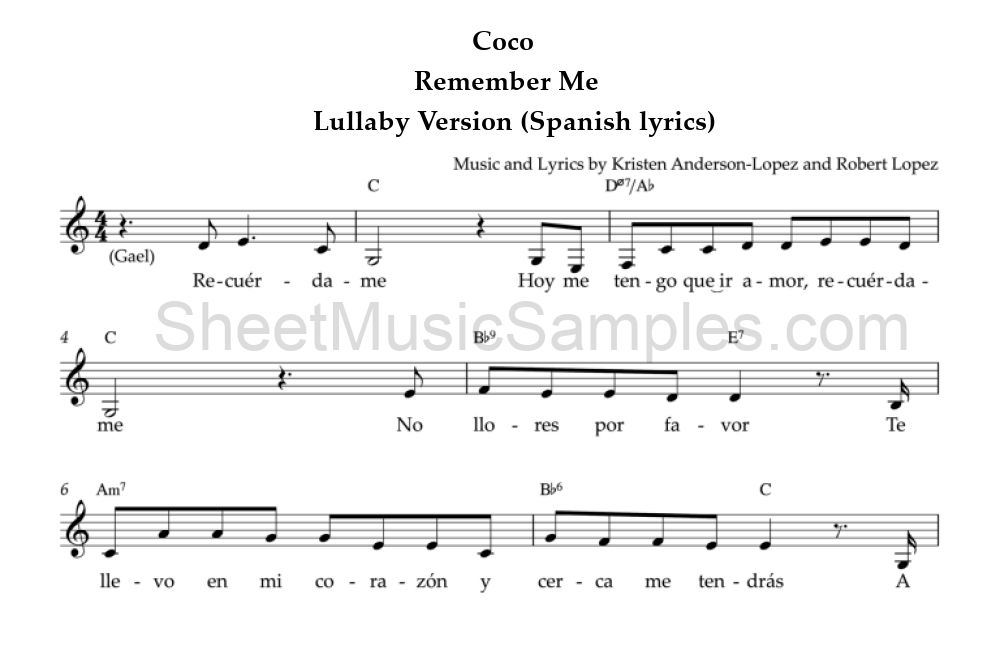 Coco - Remember Me - Lullaby Version (Spanish lyrics)