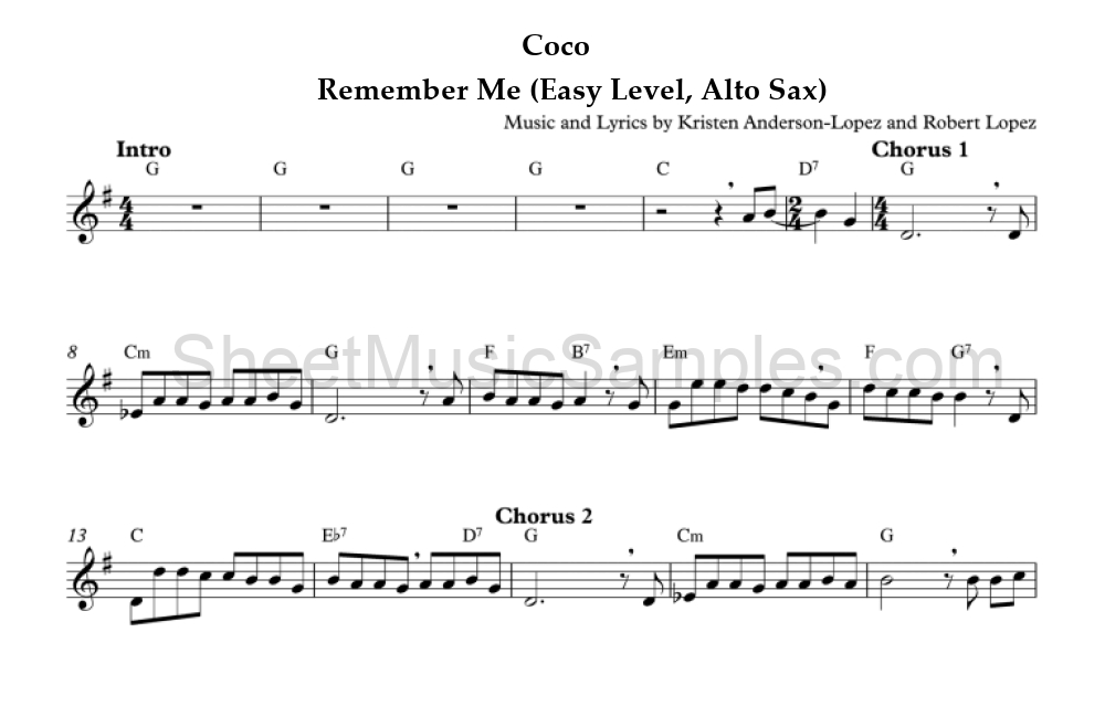 Coco - Remember Me (Easy Level, Alto Sax)