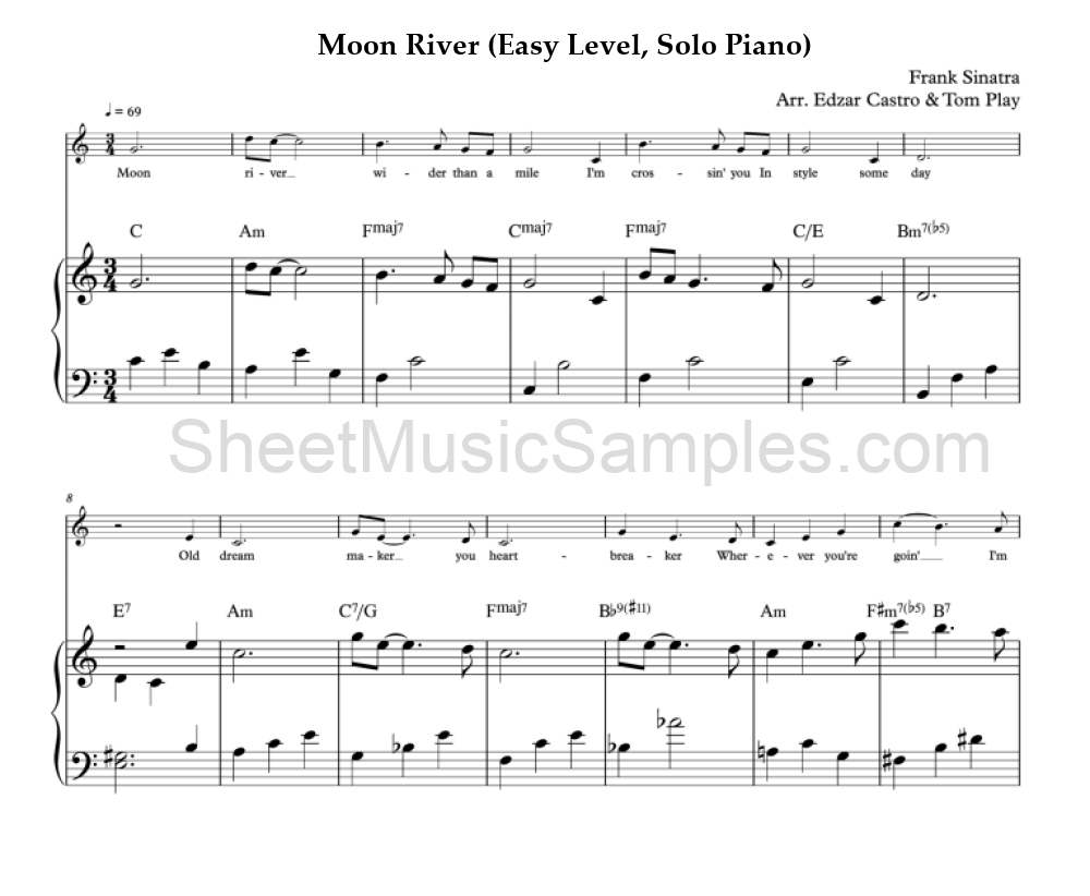 Moon River (Easy Level, Solo Piano)