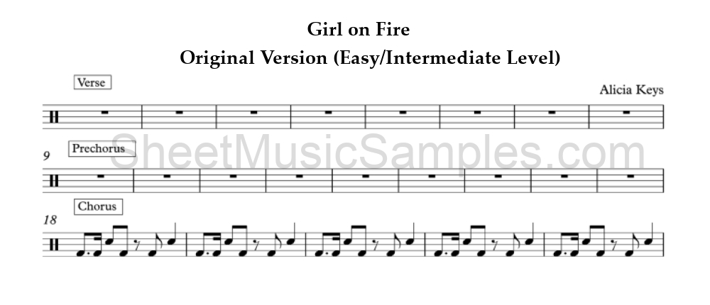 Girl on Fire - Original Version (Easy/Intermediate Level)