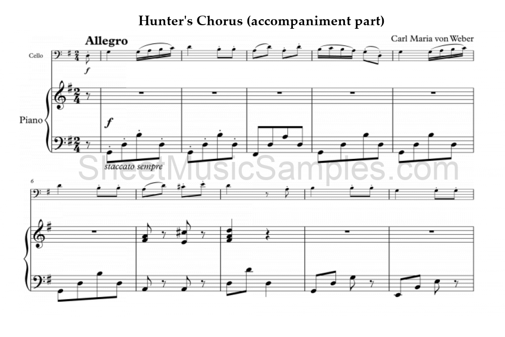 Hunter's Chorus (accompaniment part)