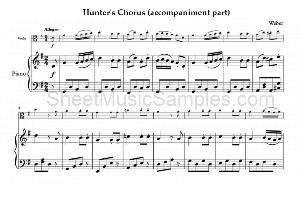 Hunter's Chorus (accompaniment part)