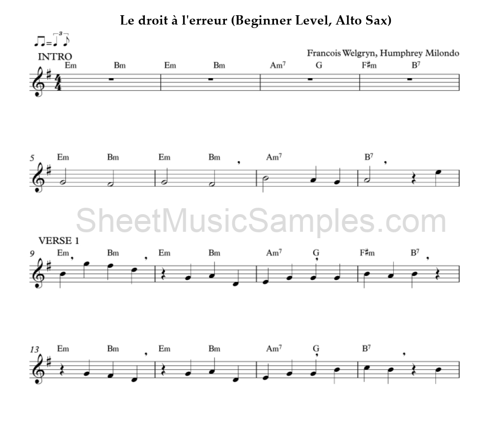 Le droit à l'erreur (Beginner Level, Alto Sax)