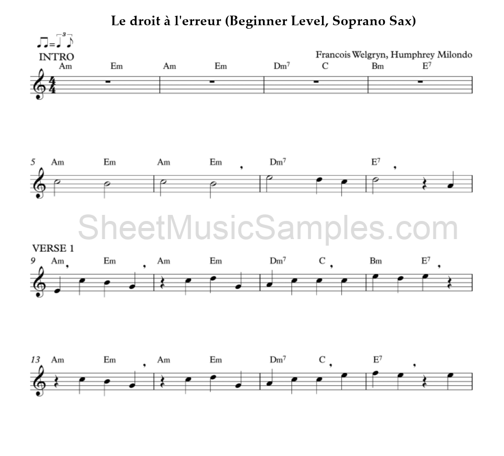 Le droit à l'erreur (Beginner Level, Soprano Sax)