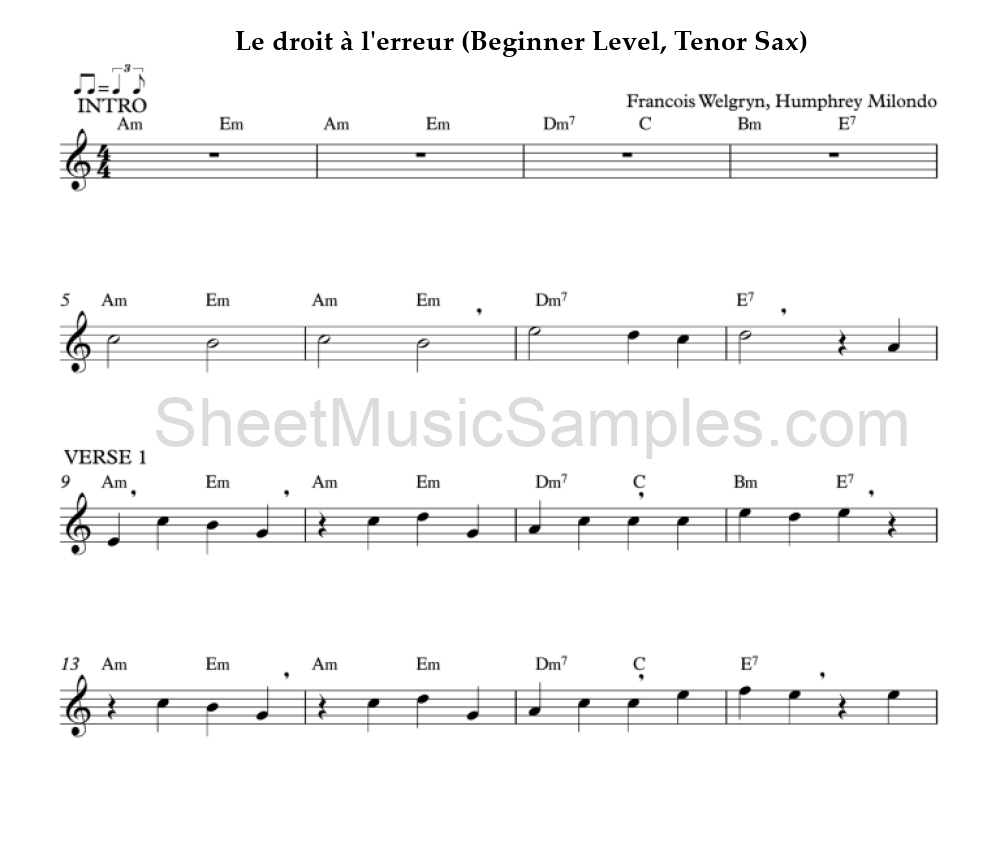 Le droit à l'erreur (Beginner Level, Tenor Sax)