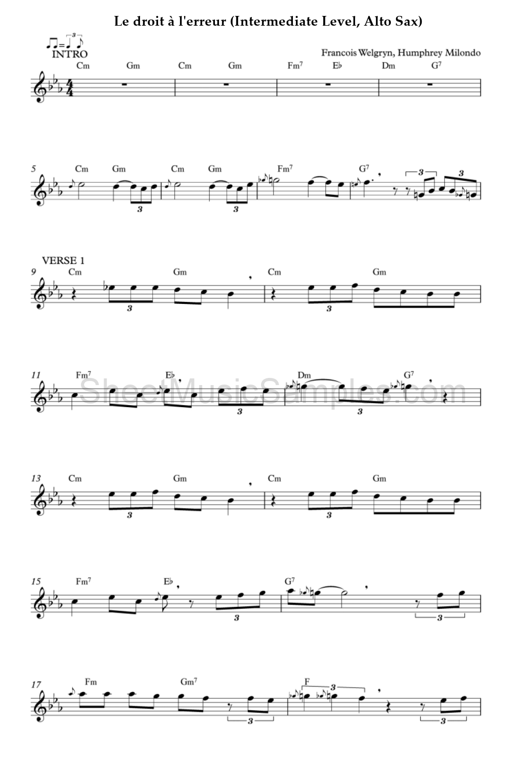 Le droit à l'erreur (Intermediate Level, Alto Sax)