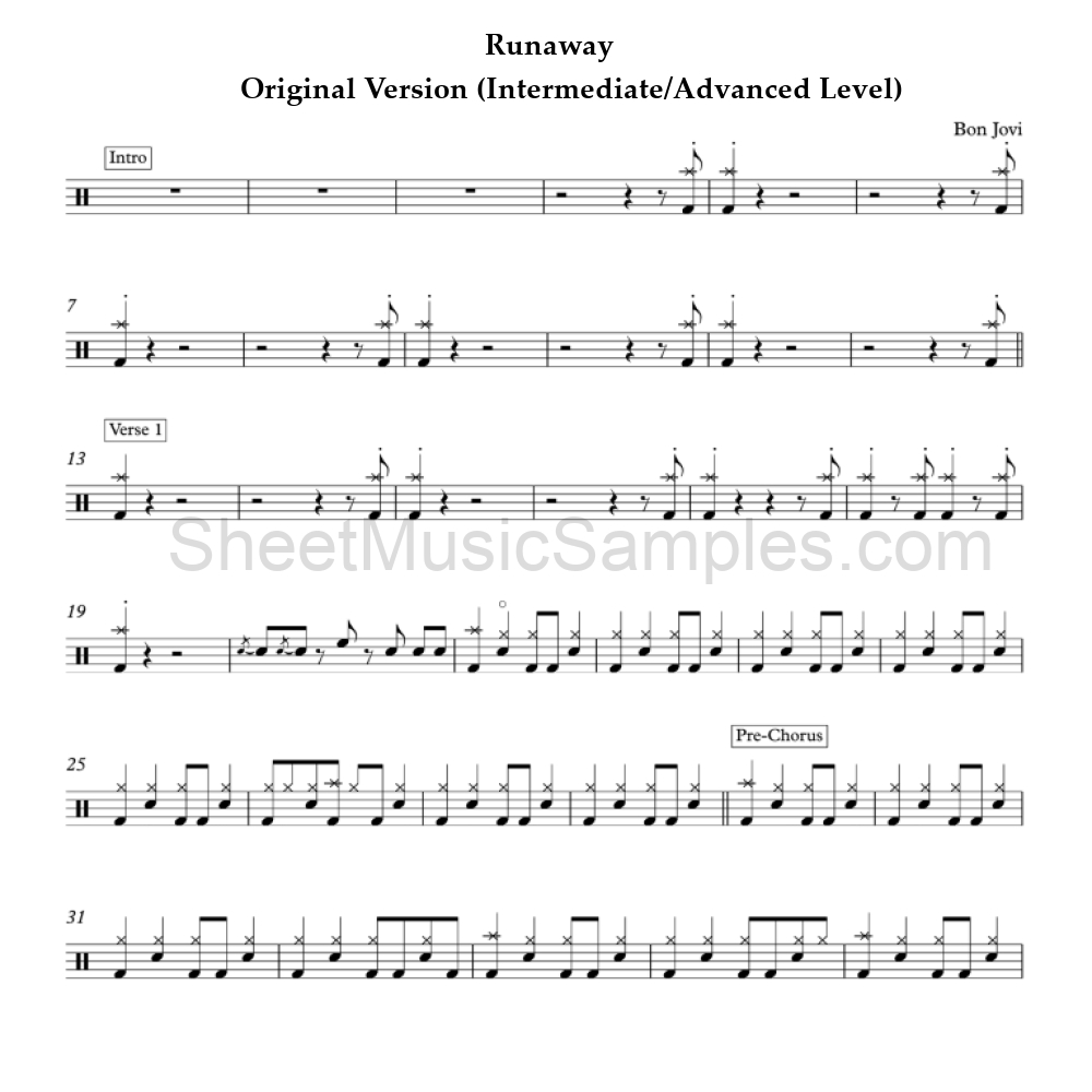 Runaway - Original Version (Intermediate/Advanced Level)