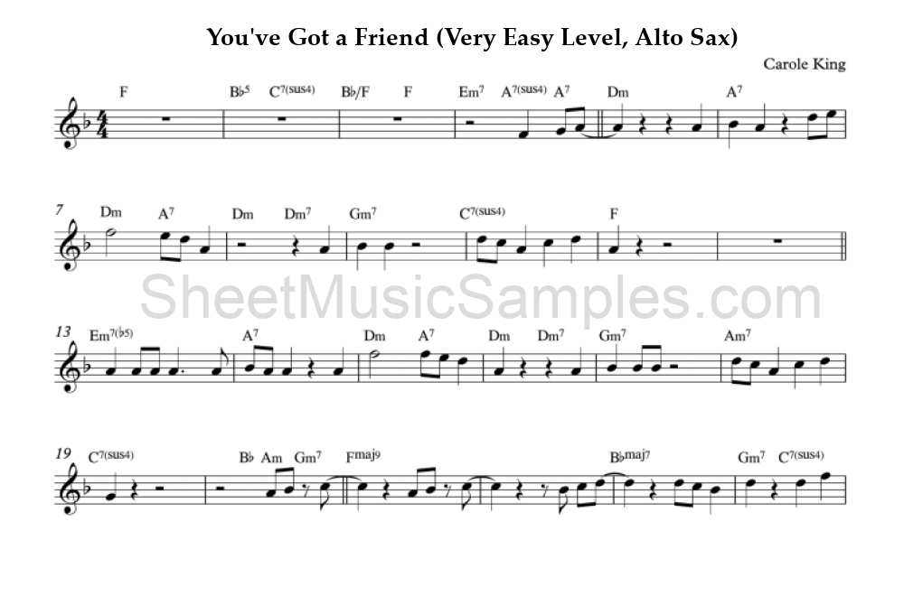 You've Got a Friend (Very Easy Level, Alto Sax)