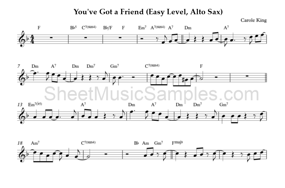 You've Got a Friend (Easy Level, Alto Sax)