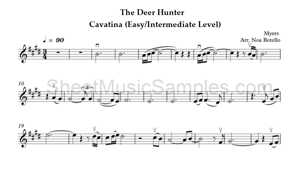 The Deer Hunter - Cavatina (Easy/Intermediate Level)