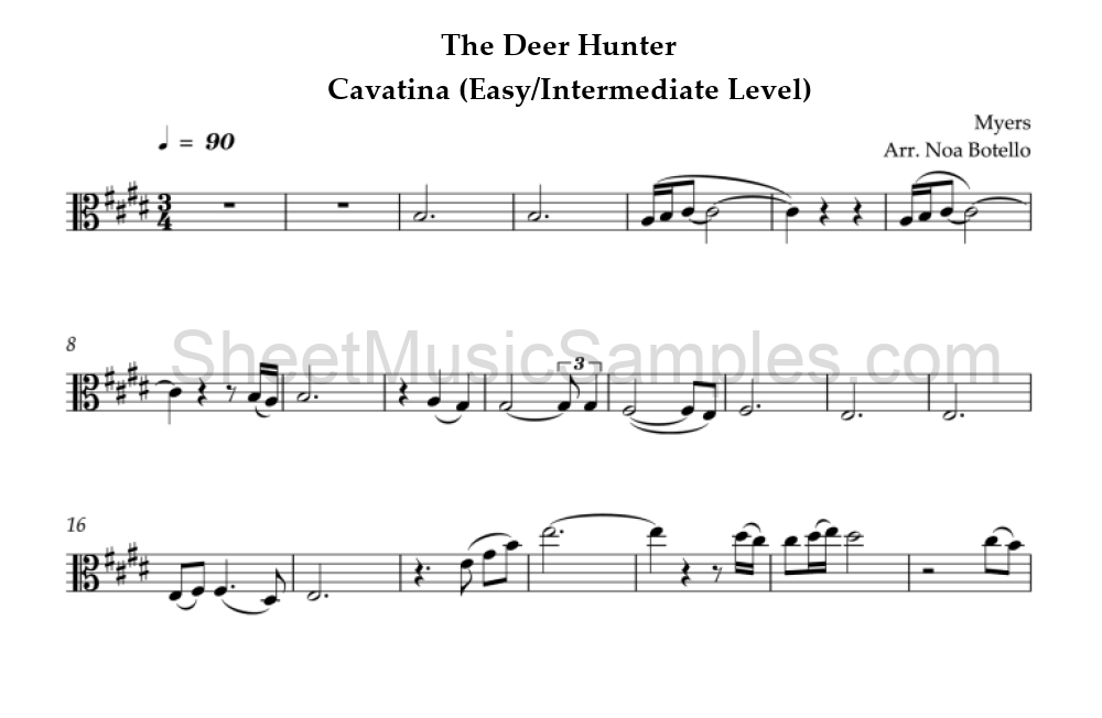 The Deer Hunter - Cavatina (Easy/Intermediate Level)