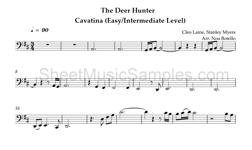 The Deer Hunter - Cavatina (Easy/Intermediate Level)