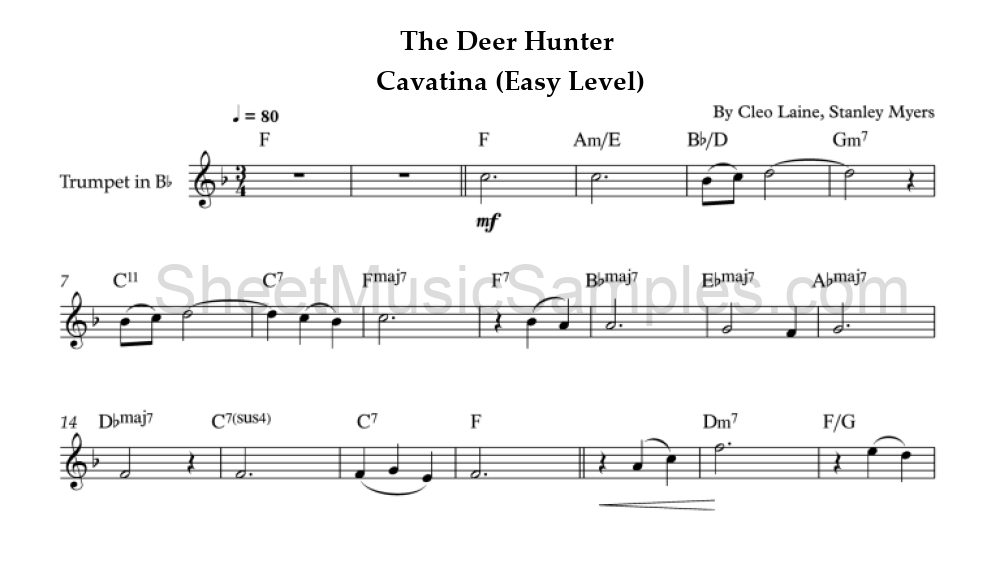 The Deer Hunter - Cavatina (Easy Level)