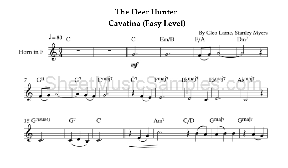 The Deer Hunter - Cavatina (Easy Level)