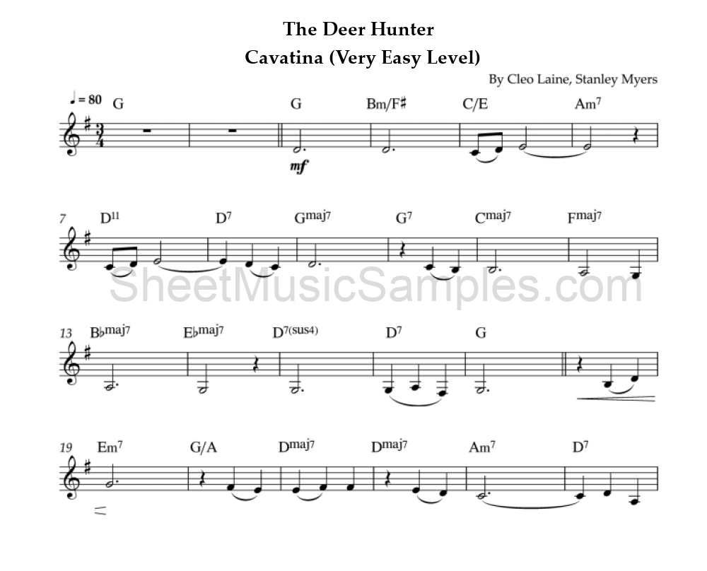 The Deer Hunter - Cavatina (Very Easy Level)