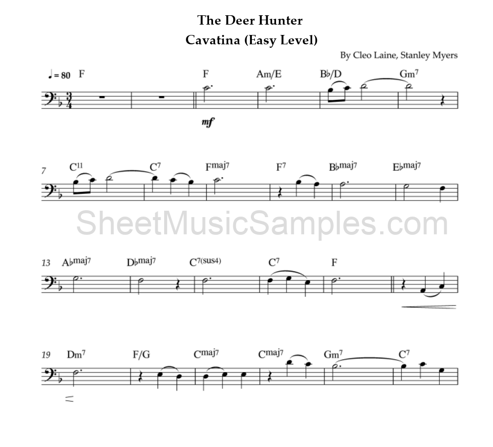 The Deer Hunter - Cavatina (Easy Level)