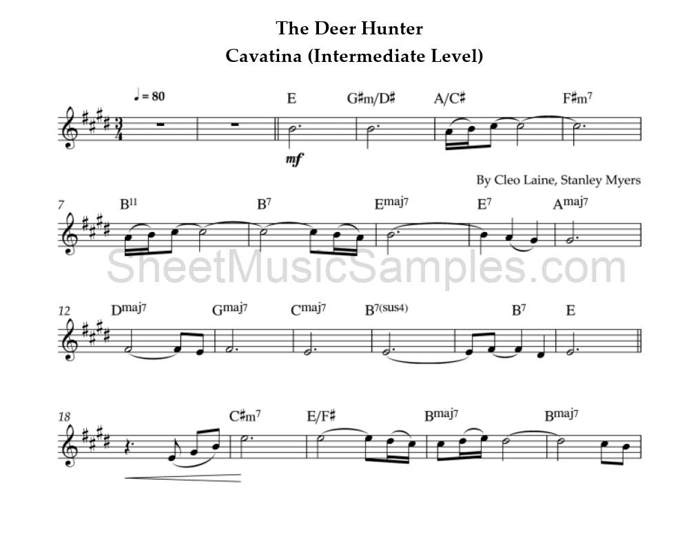 The Deer Hunter - Cavatina (Intermediate Level)