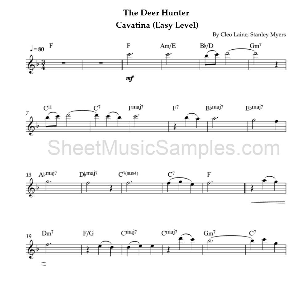 The Deer Hunter - Cavatina (Easy Level)