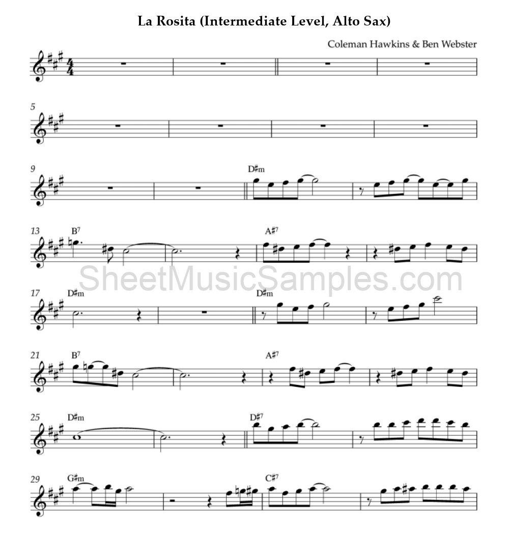 La Rosita (Intermediate Level, Alto Sax)