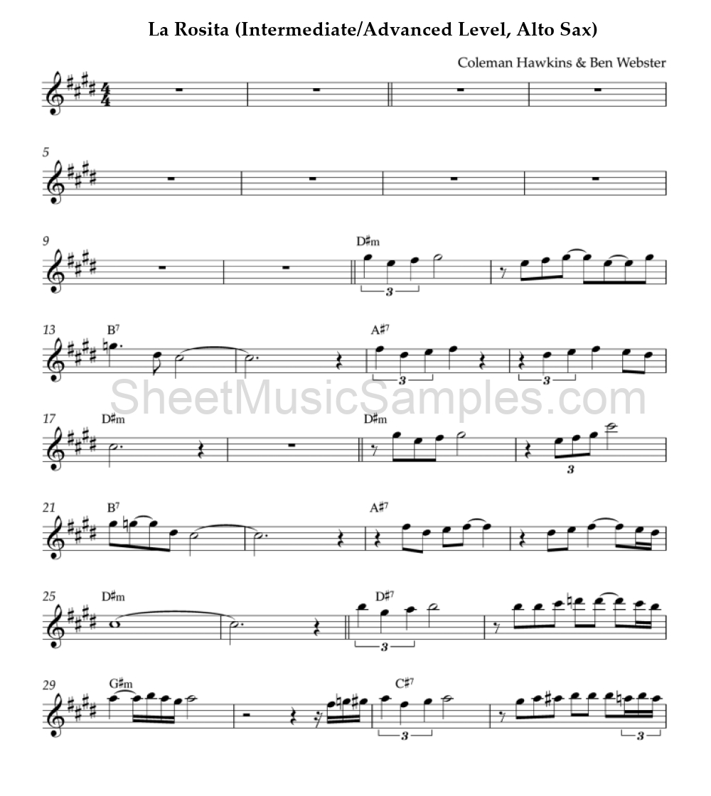 La Rosita (Intermediate/Advanced Level, Alto Sax)