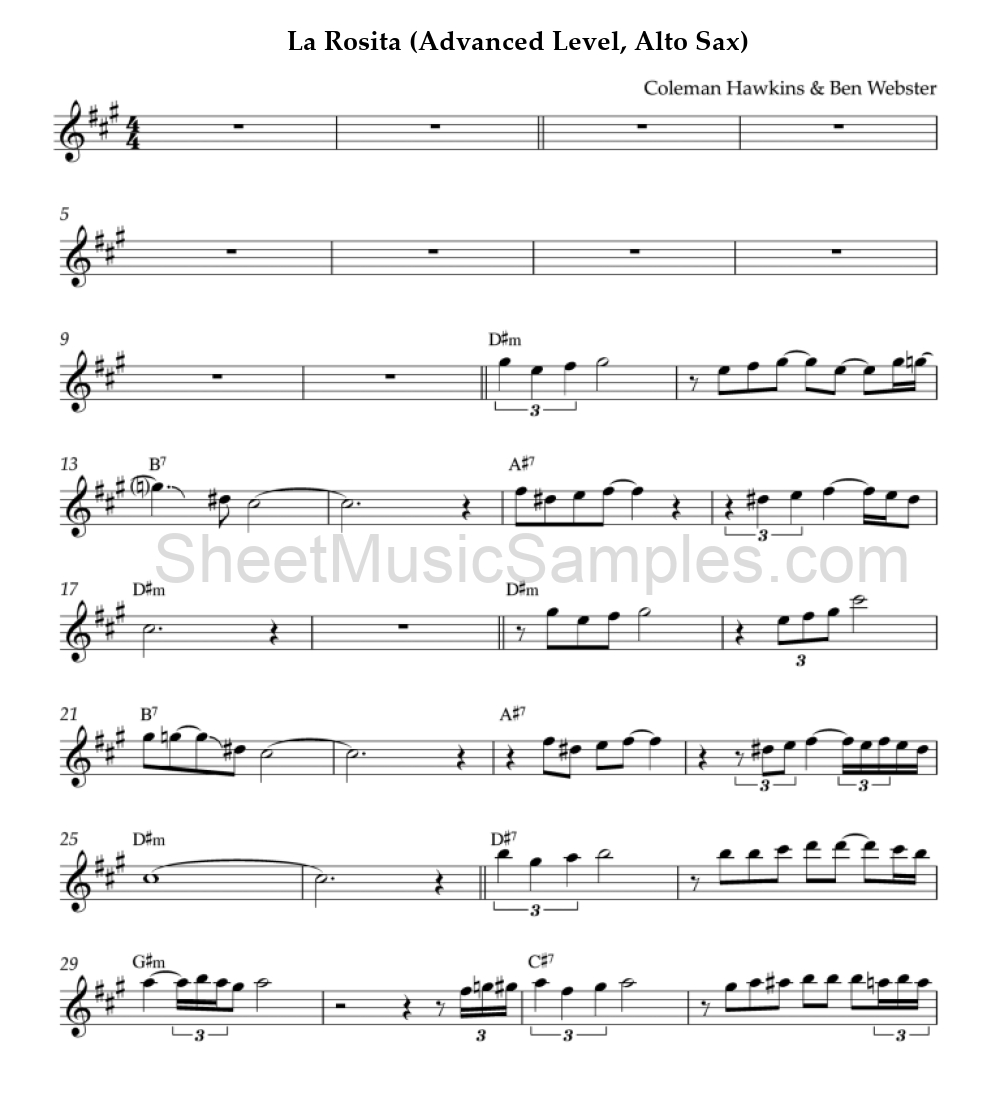 La Rosita (Advanced Level, Alto Sax)