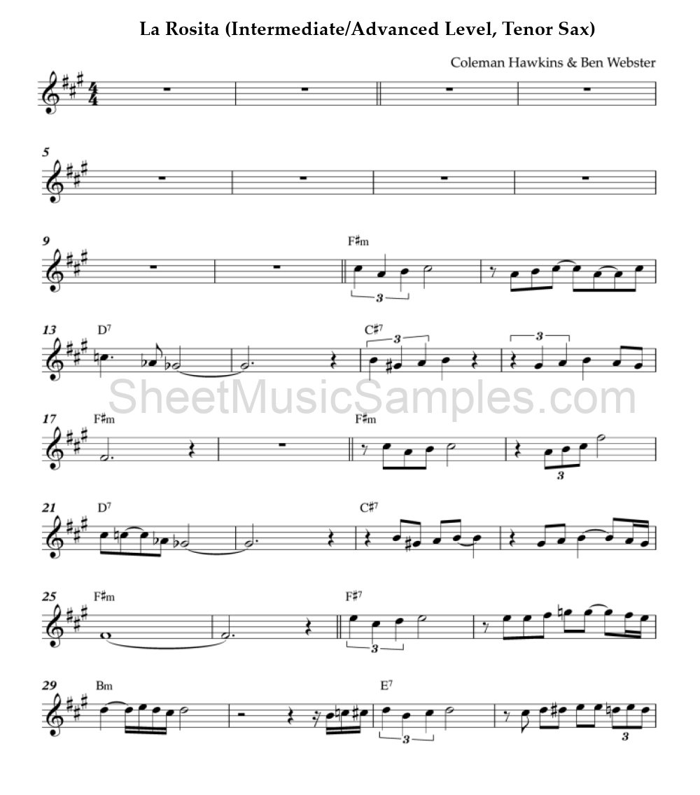 La Rosita (Intermediate/Advanced Level, Tenor Sax)