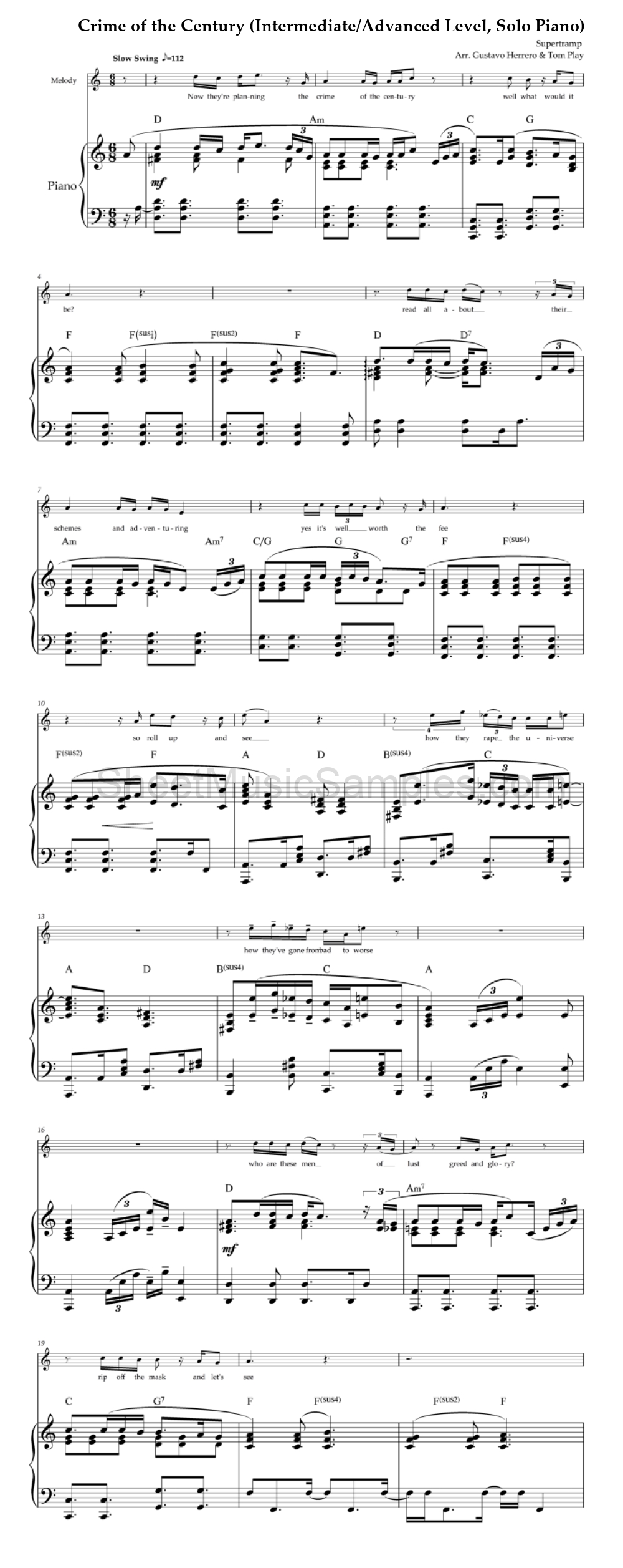 Crime of the Century (Intermediate/Advanced Level, Solo Piano)