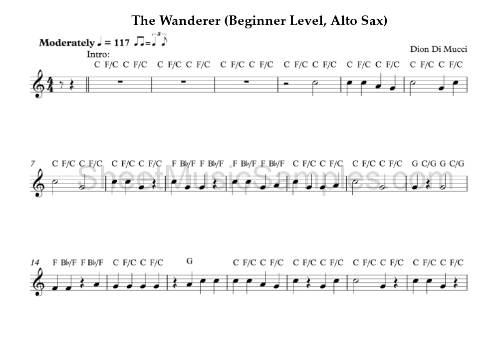 The Wanderer (Beginner Level, Alto Sax)