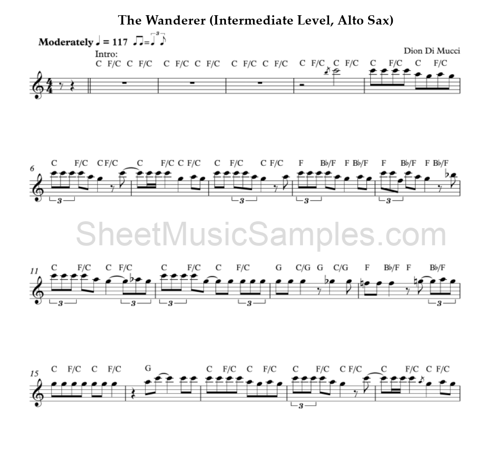 The Wanderer (Intermediate Level, Alto Sax)