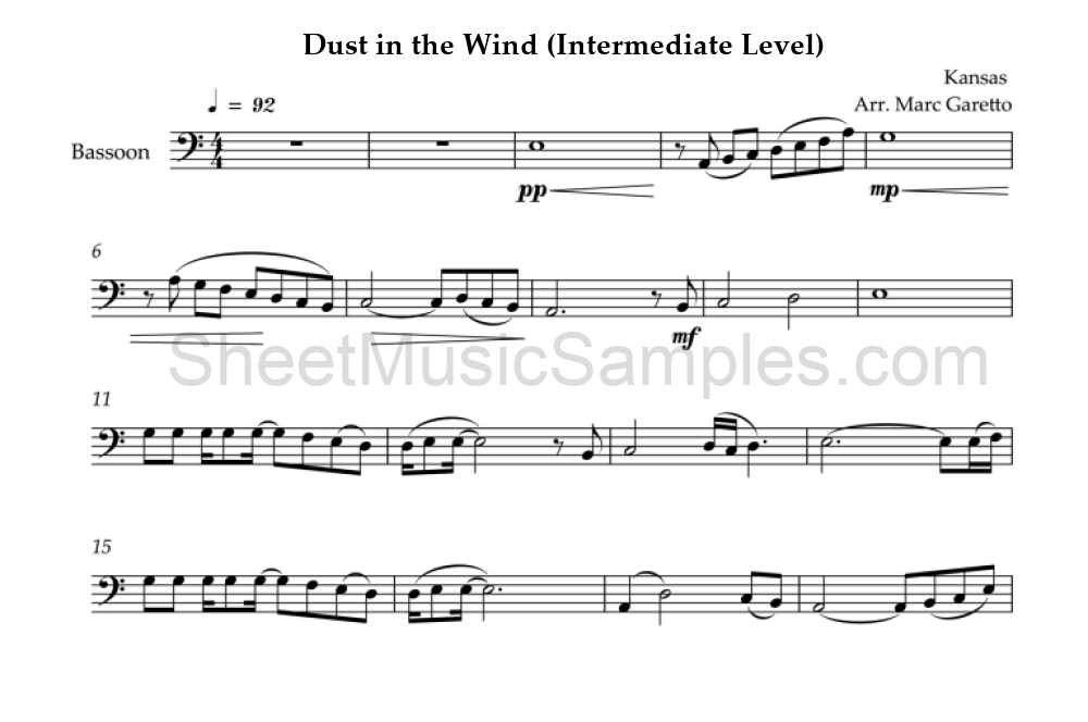 Dust in the Wind (Intermediate Level)