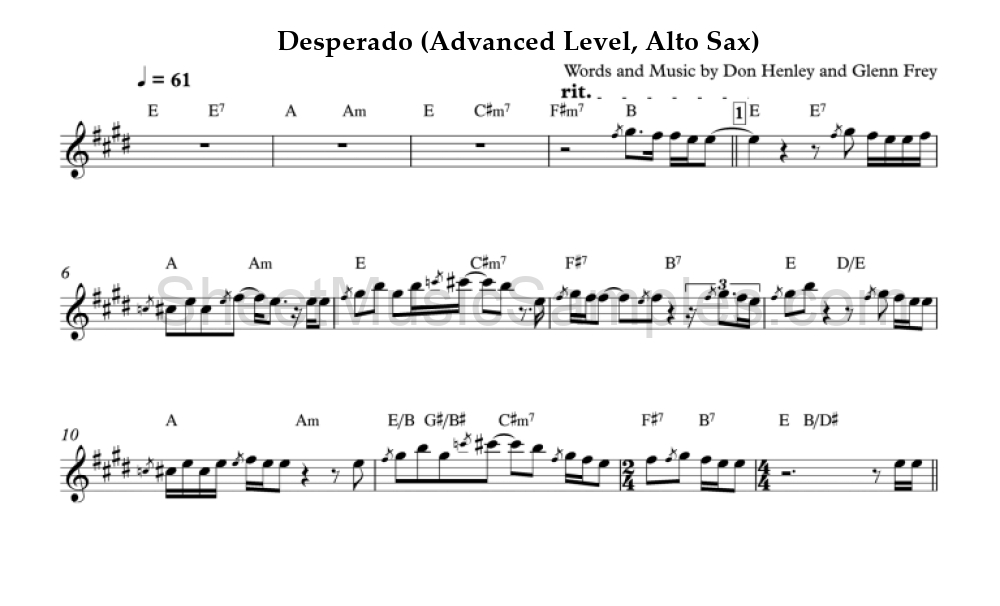 Desperado (Advanced Level, Alto Sax)