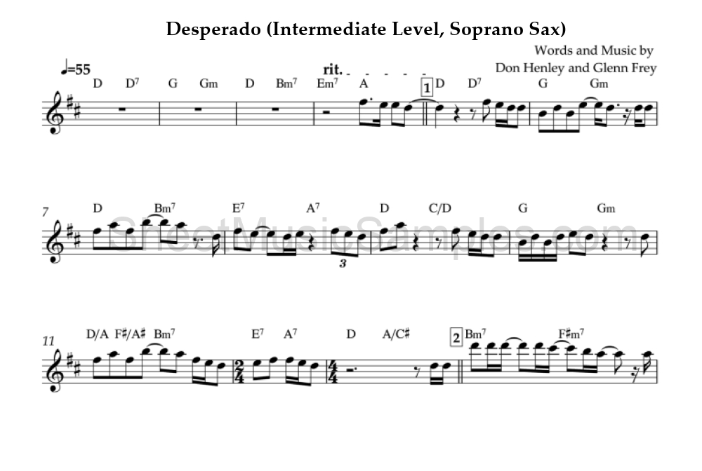 Desperado (Intermediate Level, Soprano Sax)