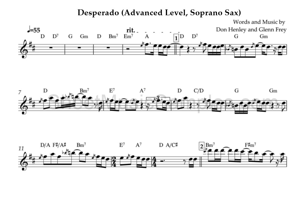 Desperado (Advanced Level, Soprano Sax)