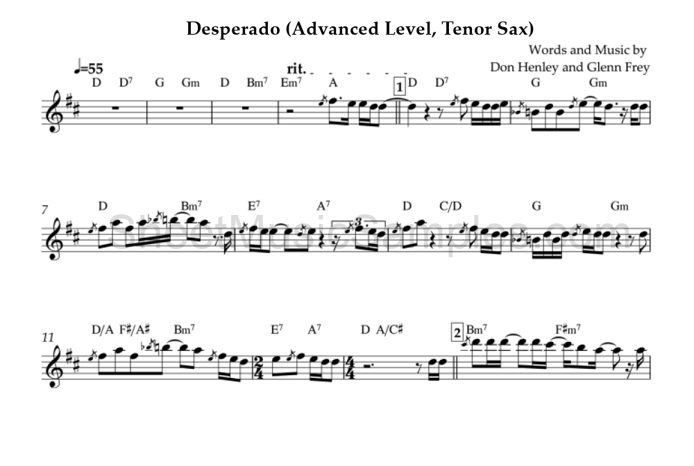 Desperado (Advanced Level, Tenor Sax)