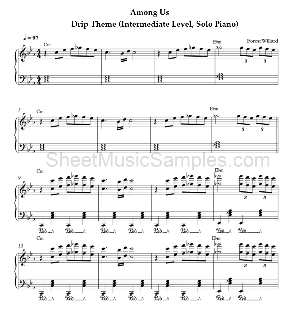 Among Us - Drip Theme (Intermediate Level, Solo Piano)