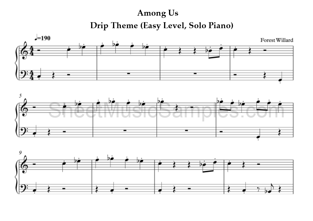 Among Us - Drip Theme (Easy Level, Solo Piano)