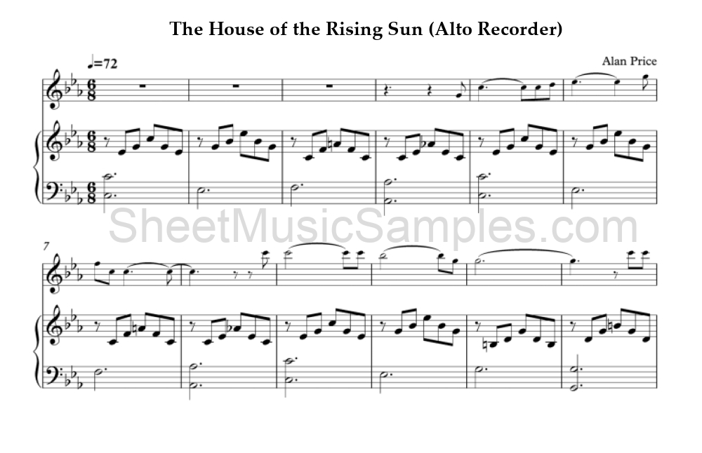 The House of the Rising Sun (Alto Recorder)