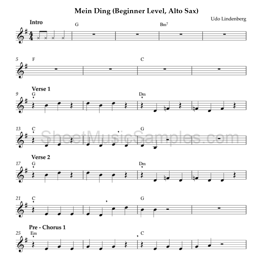 Mein Ding (Beginner Level, Alto Sax)