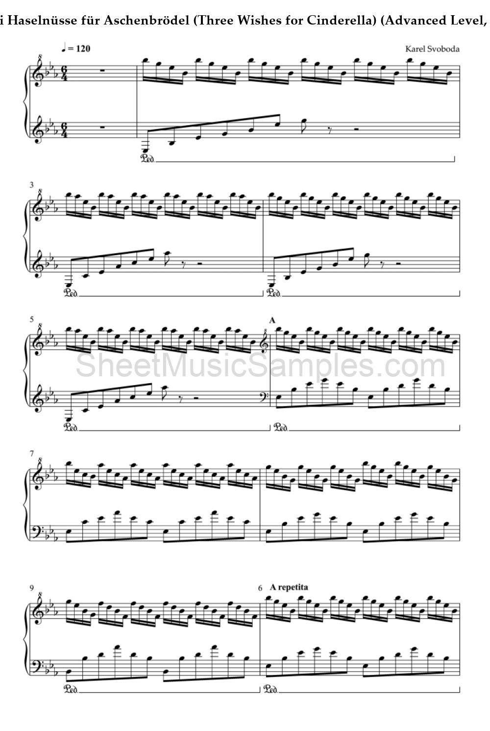 Drei Haselnüsse für Aschenbrödel (Three Wishes for Cinderella) (Advanced Level, Solo Piano)