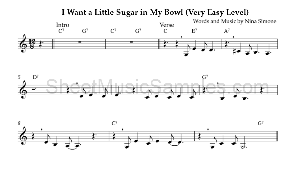 I Want a Little Sugar in My Bowl (Very Easy Level)