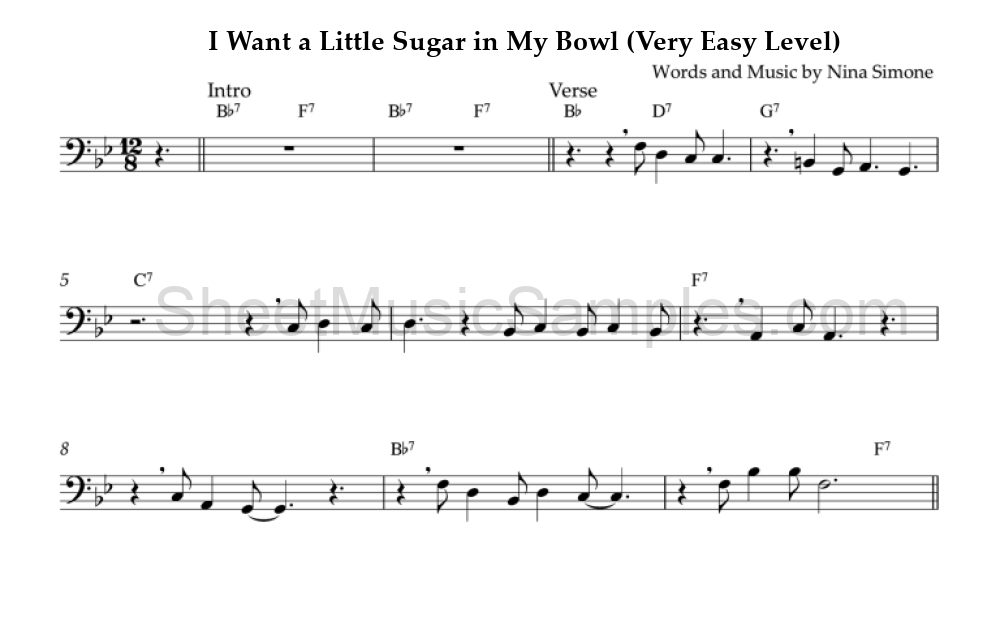 I Want a Little Sugar in My Bowl (Very Easy Level)