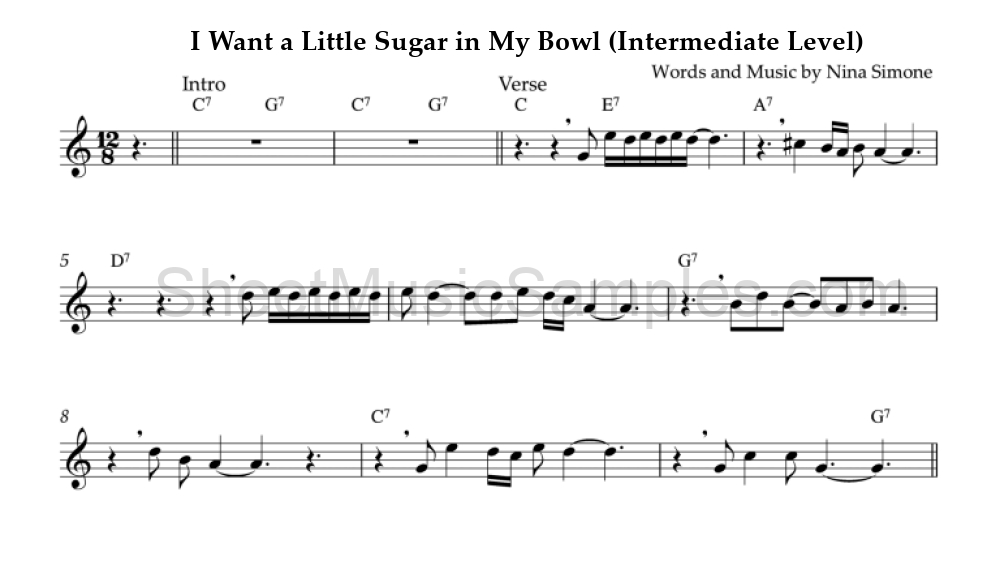 I Want a Little Sugar in My Bowl (Intermediate Level)