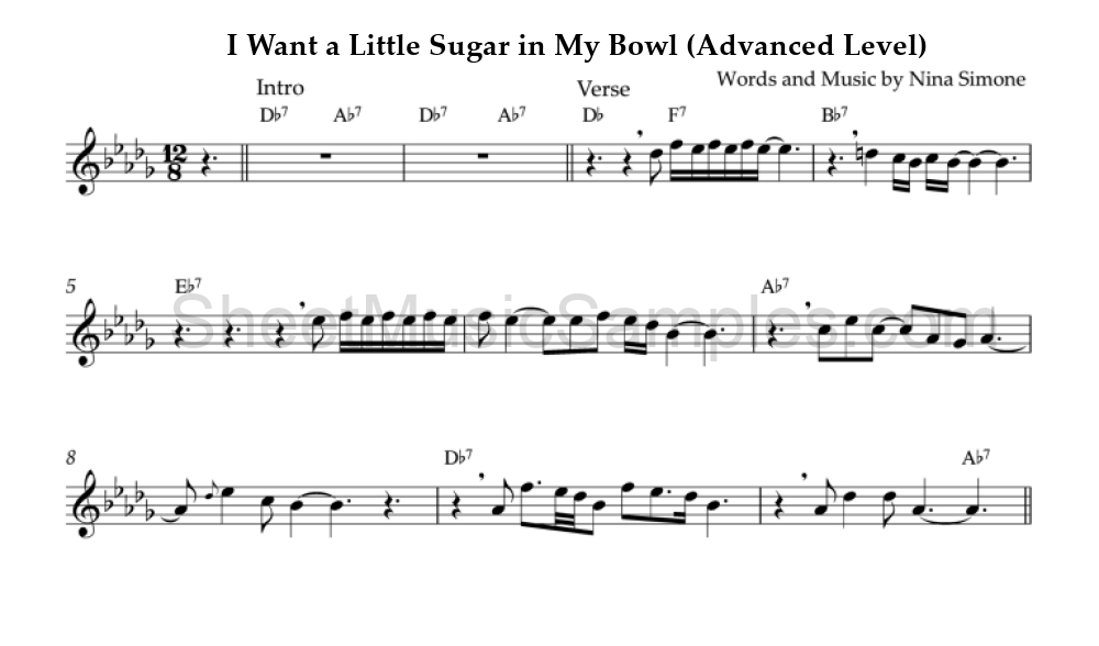 I Want a Little Sugar in My Bowl (Advanced Level)