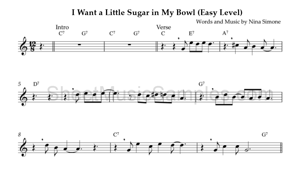 I Want a Little Sugar in My Bowl (Easy Level)