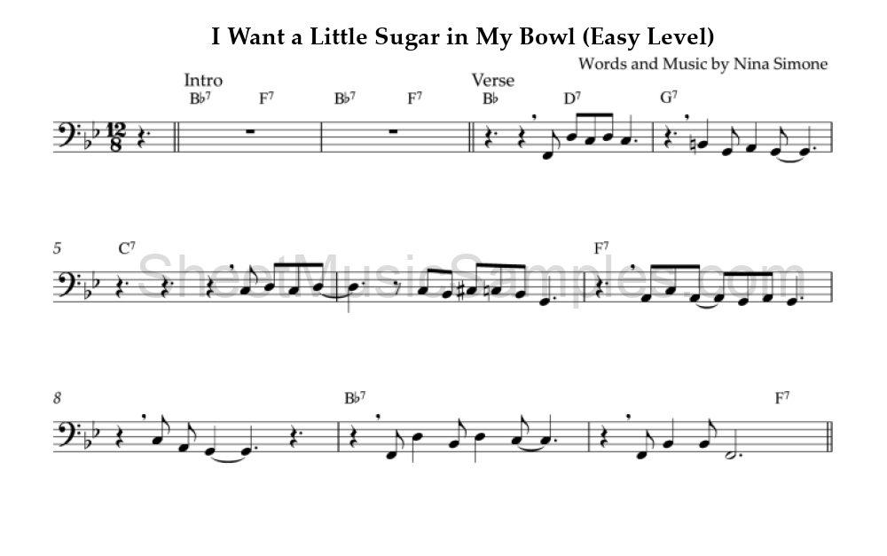 I Want a Little Sugar in My Bowl (Easy Level)