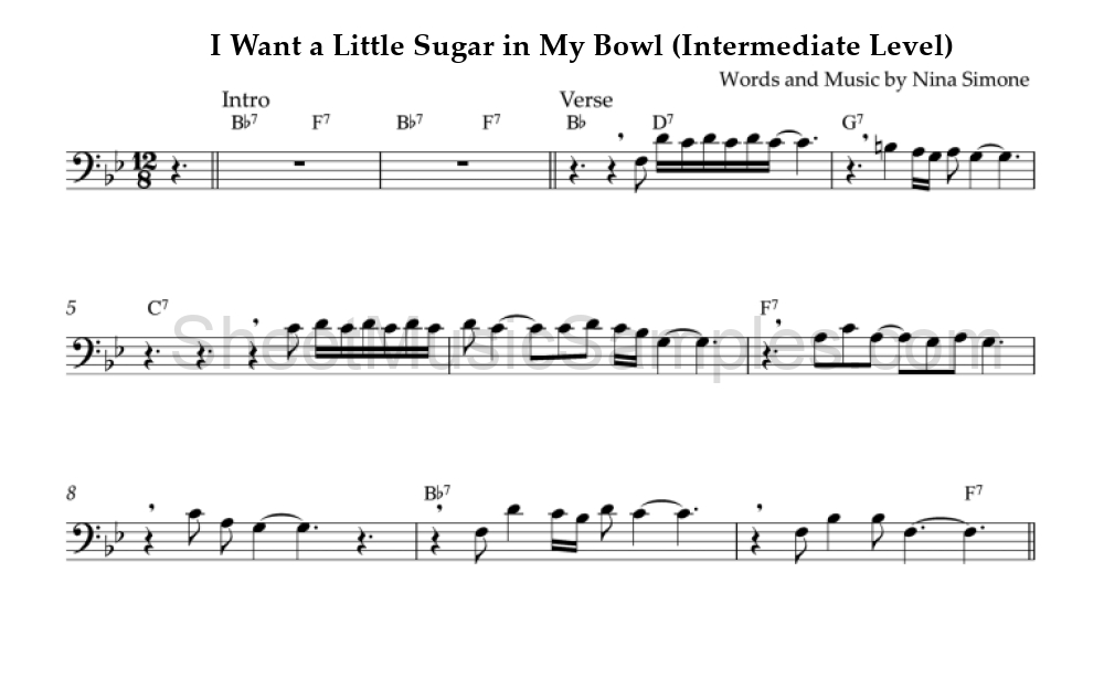 I Want a Little Sugar in My Bowl (Intermediate Level)