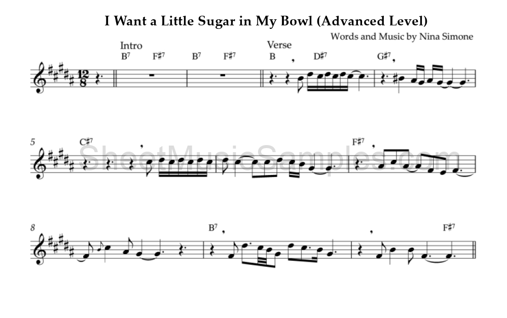 I Want a Little Sugar in My Bowl (Advanced Level)