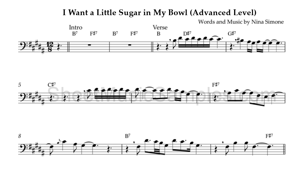 I Want a Little Sugar in My Bowl (Advanced Level)