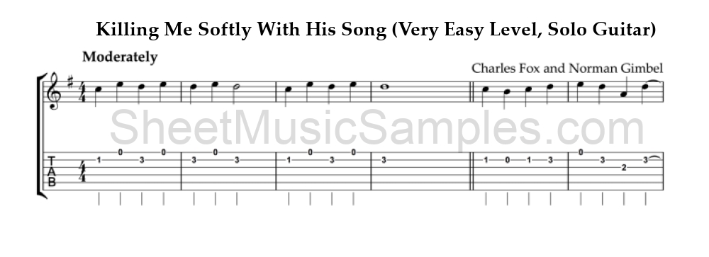 Killing Me Softly With His Song (Very Easy Level, Solo Guitar)