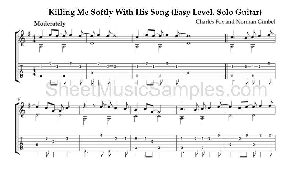 Killing Me Softly With His Song (Easy Level, Solo Guitar)